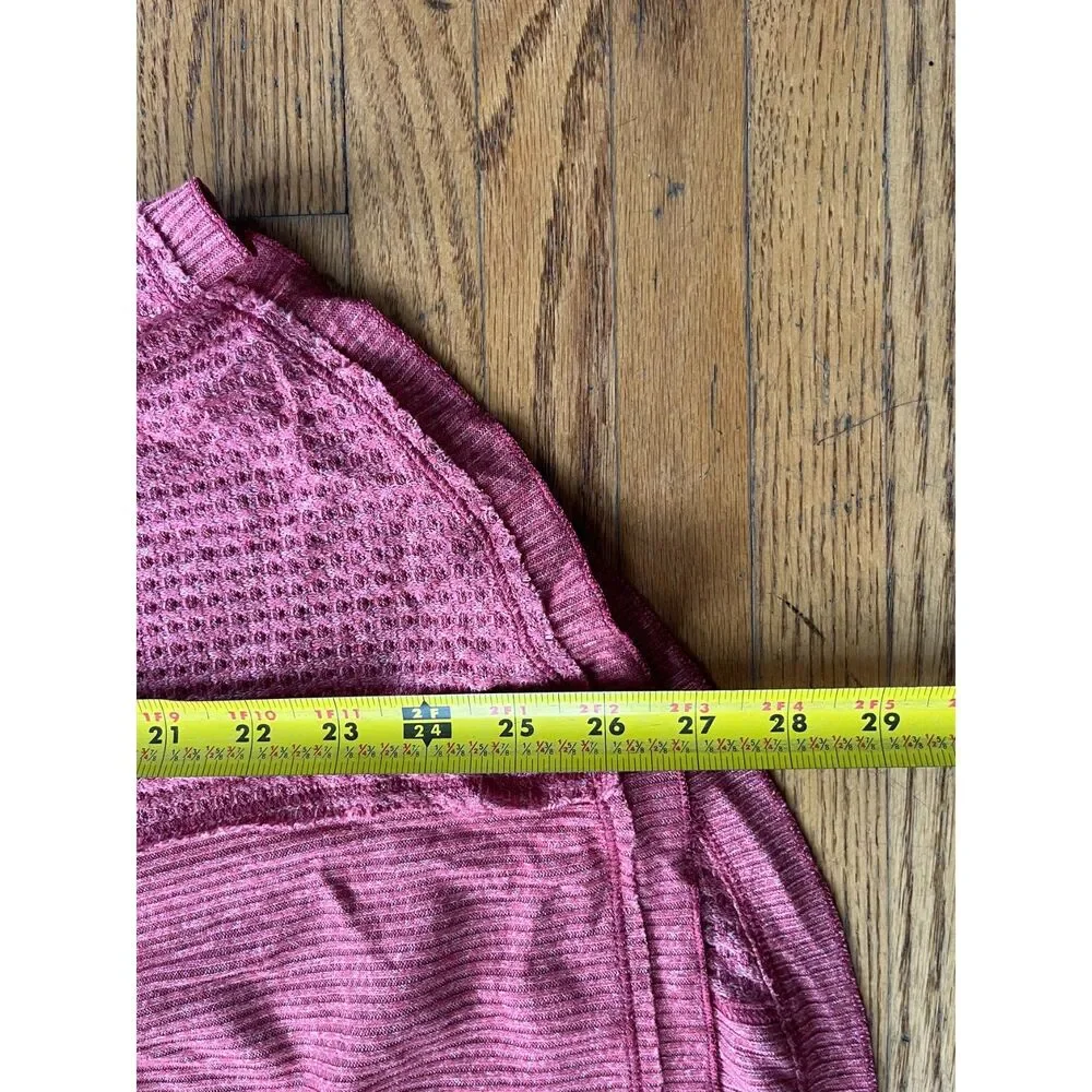 Free People Pink Henley Waffle Long Sleeve Shirt Top   Women's Size Small